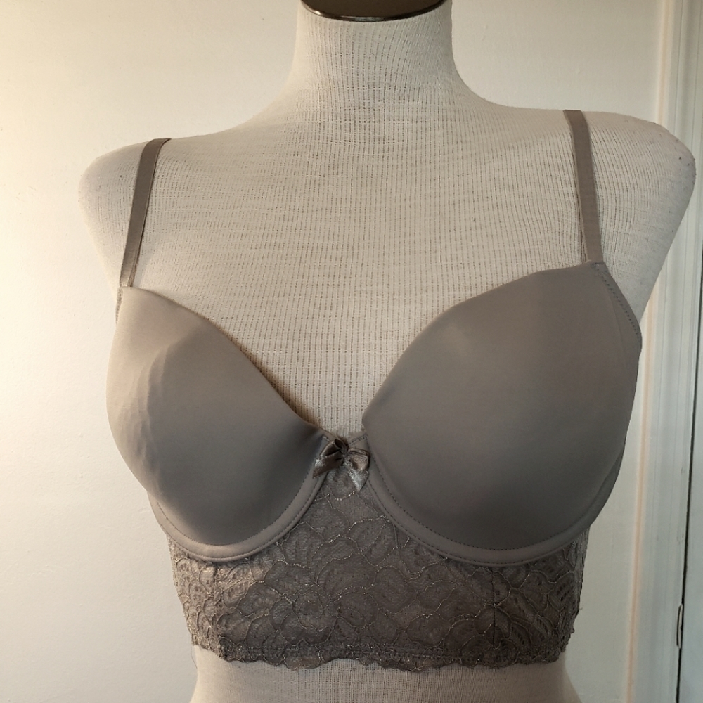 Xhilaration Gray Lace Unlined  Balconette Bra Size 36C